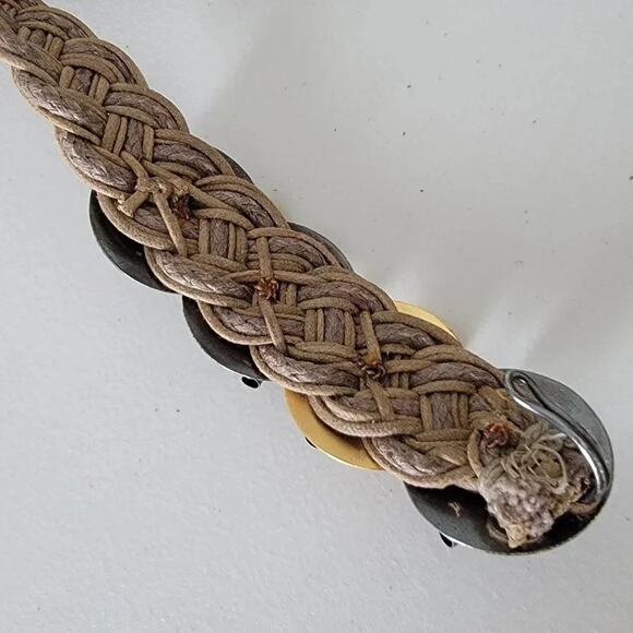 Vintage Woven Jute Rope Belt Brass Buckle Women Size M/L Boho Nautical Style - Picture 4 of 7